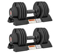 SPORTNOW Set de poids 3.5/6/8/10kg avec base de rangement Noir | Haltères réglables bras, antidérapant, poids, fitness maison & gym