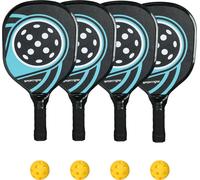 SPORTNOW Set de raquettes de pickleball, Set de pickleball avec 4 raquettes de pickleball, 4 balles, sac de transport, Set de pickleball, pour Indoor & Outdoor, jeunes et adultes