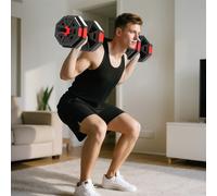 SPORTNOW Set d'haltères 4-en-1 Haltère set Haltères Barres longues réglable 15 kg pour entraînement musculaire à domicile