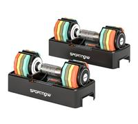 SPORTNOW Set d'haltères réglable, haltères 1-5 kg avec réglage rapide, compartiment de rangement, poignée antidérapante, gain de place