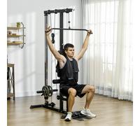 SPORTNOW Station de force pour la maison, tirages de rame, sans poids, équipement de fitness pour la maison, acier, simili cuir, Noir
