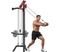 SPORTNOW Station de Musculation à Poulie Fixation Murale, Charge de Poids Personnalisable - Machine à Câble LAT Home Gym - Appareil de Traction Réglable sur 16 Positions et Gain de Place, Noir