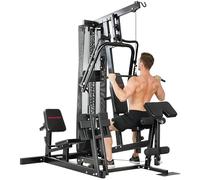 SPORTNOW Station de musculation avec cordon de serrage - Barre de poids de 65 kg - Corde de presse à jambes - Multifonction - Charge maximale : 120 kg - Appareil de fitness pour la maison