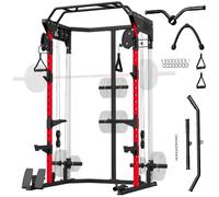 SPORTNOW Station de Musculation Power Rack 900kg avec Double Poulie Noir | Cage de Squat, Réglable 19 Niveaux, Home Gym Complet, pour Entraînement de Force, Tirage Lat, Accessoires