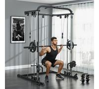 SPORTNOW Station de musculation station de traction à câble support à squat barre câble cross-over 210 x 132 x 225 cm noir