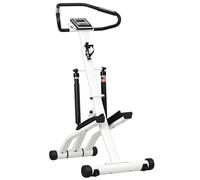 SPORTNOW Stepper avec Guidon Écran LCD Porte-Bouteille Pliable Blanc Noir | Stepper de Fitness, 12 Niveaux de Résistance Réglables Séparément, 2 Roues, Pédales Antidérapantes