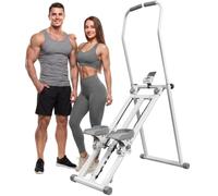Stepper d'escalier - SPORTNOW - pliable 3 niveaux de résistance hauteur réglable écran lcd charge 150 kg - 90x50x133cm - blanc
