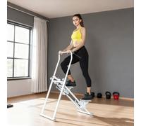 SPORTNOW Stepper Vertical Climber Pliable avec Poignée Réglable, Pédales Antidérapantes et Moniteur LCD, Blanc