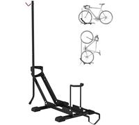 SPORTNOW Support de vélo réglable en hauteur, support de sol autoportant pliable pour vélo de 20 à 29 pouces, gain de place pour garage, usage intérieur et extérieur, noir