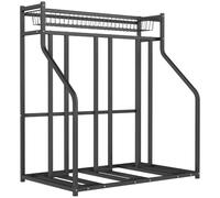 SPORTNOW Support de Vélo, Stationnement 3 Vélos, Panier Supérieur, Noir | 4 Crochets S Réglables, Emplacement pour Vélos Route, VTT, Hybrides, pour Adultes ou Enfants