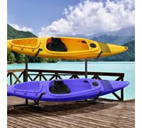 SPORTNOW Support pour 2 kayaks, planches de surf, stand-up paddles, cadre en métal, ajustable en largeur de 144 à 180 cm