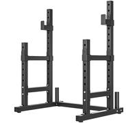 SPORTNOW Support pour barre 2 niveaux Porte-disques en acier Râtelier pour barre jusqu'à 300 kg Noir