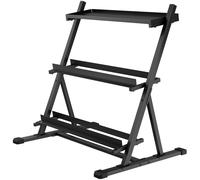 SPORTNOW Support pour haltères à 3 niveaux, support de poids réglable en acier pour haltères, kettlebells, noir