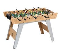 SPORTNOW Table de baby-foot avec 22 kickers, 2 balles antidérapantes, compteur de points, pieds inclinés, table de jeu pour enfants et adultes, 121 x 87 x 77 cm, bois naturel