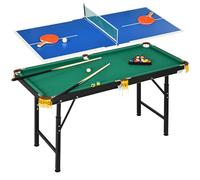 SPORTNOW Table de Jeu Multi-Jeux 2 en 1 Table multifonctionnelle y Compris Table de ping-Pong Table de Billard avec Accessoires pour Adultes Acier 140 x 63 x 60-80 cm Vert
