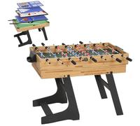 SPORTNOW Table Multijeux 13 en 1 Pliable 120 x 106 x 82 cm Noyer Clair | Table de Jeu Baby-Foot, Billard, Ping-Pong, Hockey, Échecs, Dames, Backgammon, Bowling, etc., pour Adolescents et Adultes