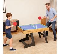SPORTNOW Table multijeux 13 en 1 pliable, table de jeu baby-foot, billard, pour enfants et adultes 120 x 106 x 82 cm noyer clair