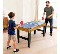 SPORTNOW Table multijeux 13 en 1, table de jeu baby-foot, billard, ping-pong, 121x109x80cm, pour enfants et adultes, noyer clair