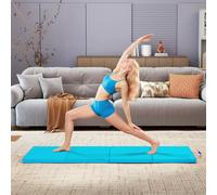 SPORTNOW Tapis de Gymnastique Pliable de 5 cm d'Épaisseur avec Poignées de Transport et Sac pour Yoga Aérobie Bleu