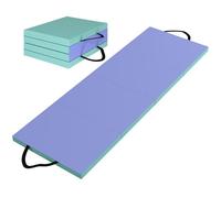 SPORTNOW Tapis de gymnastique pliable portable, tapis de sport épais en 4 parties avec poignées de transport, pour yoga, étirement, 180 x 60 x 5 cm, vert et violet