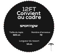 SPORTNOW Tapis de Rechange pour Trampoline Tapis de Saut de Remplacement, Compatible Trampoline Ø 3,7 m et Ressorts de 14 cm, avec Outil de Traction à Ressort et 72 Crochets en V (Ressort Non Inclus)