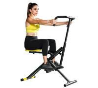 SPORTNOW Total Crunch Machine pliante avec assise réglable, machine totale Power Body Crunch, entraînement physique pour abdominaux, corps, jambes, bras, glutés, pour maison et salle de sport, jaune