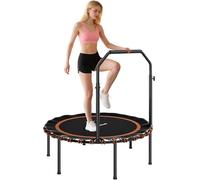 SPORTNOW Trampoline 40'' Pliable, Mini Trampoline Rebondisseur élastique avec poignée Ajustable à 5 Niveaux pour Les Adultes, Exercice en intérieur et extérieur, Orange