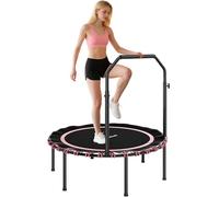 SPORTNOW Trampoline 40'' Pliable, Mini Trampoline Rebondisseur élastique avec poignée Ajustable à 5 Niveaux pour Les Adultes, Exercice en intérieur et extérieur, Rose