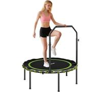 SPORTNOW Trampoline 40'' Pliable, Mini Trampoline Rebondisseur élastique avec poignée Ajustable à 5 Niveaux pour Les Adultes, Exercice en intérieur et extérieur, Vert
