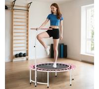 SPORTNOW Trampoline de Fitness Ø102 cm avec Barre Ajustable 5 Niveaux et Cadre en Acier pour Entraînement Jambes Corps Rose