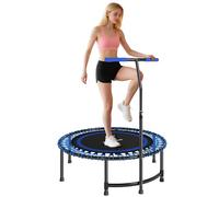 Trampoline de fitness - SPORTNOW - 114 cm - cordes élastiques - poignée réglable sur 5 positions - charge 200 kg - silencieux - bleu