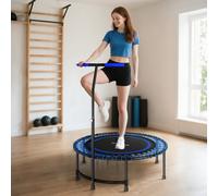 SPORTNOW Trampoline de fitness 114 cm, cordes élastiques, poignée réglable 5 positions, trampoline d'exercice silencieux, bleu