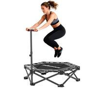 SPORTNOW Trampoline de fitness pliable - Ø104 cm - Mini trampoline avec mécanisme de pliage rapide - Poignée réglable en hauteur 3 positions - Sac de transport - Trampoline silencieux pour intérieur
