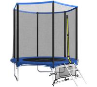 SPORTNOW Trampoline Extérieur Ø183 cm pour Enfants et Adultes +6 Ans avec Filet de Sécurité Échelle 2 Marches Bleu