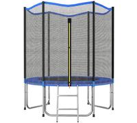 SPORTNOW Trampoline Extérieur Ø183cm pour Enfants et Adultes - Trampoline de Jardin Hauteur 2m avec 6 Poteaux au Sol Ultra Stables - Charge 80kg, 36 Ressorts, Échelle et Protection XXL 25cm, Bleu