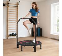 SPORTNOW Trampoline Pliable Ø102 cm avec Poignée Ajustable Cadre en Acier pour Entraînement Jambes Corps Rouge et Noir