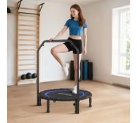 SPORTNOW Trampoline Pliable Ø102 cm avec Poignée Réglable Cadre en Acier pour Entraînement Jambes Corps Bleu et Noir