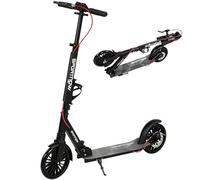 SPORTNOW Trottinette de ville en aluminium réglable en hauteur et pliable, avec roues en polyuréthane de 200 mm, roulements à billes ABEC-7, double système de frein, porte-gobelet, jusqu'à 100 kg