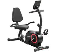 SPORTNOW Vélo couché pour la maison avec 8 niveaux de résistance réglables Frein magnétique APP Capteur de pouls Écran LCD Sangles de pied
