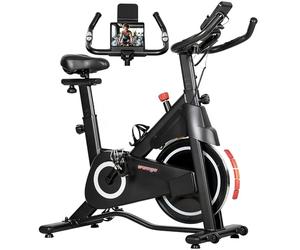 SPORTNOW Vélo d'Appartement avec Résistance Magnétique Réglable, Vélo d'Appartement avec Écran LCD, Siège Confortable, Selle et Guidon Réglables, pour Entraînement Cardio, Capacité 120 kg