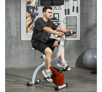 SPORTNOW Vélo d'appartement Magnétique Pliable avec 8 Niveaux de Résistance et Siège Réglable, en Acier, 97x43x110 cm, Rouge