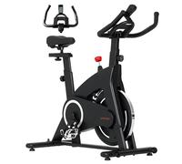 SPORTNOW Vélo d'appartement magnétique vélo d'exercice d'intérieur stationnaire silencieux résistance selle poignée réglables avec capteur de fréquence cardiaque écran LCD pour aérobic de la maison