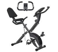SPORTNOW Vélo d'appartement pliable 5 en 1 avec résistance magnétique silencieuse à 8 niveaux, vélo stationnaire pliable droit/couché avec écran LCD, support de tablette, capteur de fréquence