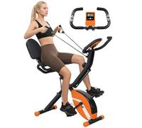 SPORTNOW Vélo d'appartement pliable 5 en 1 pour la maison avec résistance magnétique à 8 niveaux, vélo stationnaire pliable droit/couché avec bandes d'entraînement pour bras, capteur de fréquence