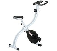 SPORTNOW Vélo d'appartement pliable magnétique à 8 niveaux de résistance avec écran LCD, vélo d'appartement avec siège réglable, support pour tablette, roulettes, capteur de pouls, en acier, noir