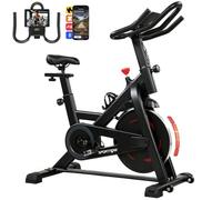 SPORTNOW Vélo d'Appartement Résistance Réglable APP Bluetooth LCD Noir | Vélo de Fitness Magnétique Silencieux, Siège et Guidon Réglables, Support pour Téléphone, Charge 120 kg