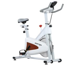 SPORTNOW Vélo d'appartement silencieux avec selle et résistance réglables, moniteur LCD, support de tablette, blanc