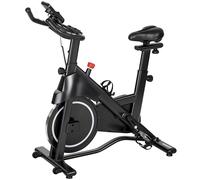 SPORTNOW Vélo d'Appartement, Vélo d'Exercice, Résistance Magnétique Réglable, Écran LCD, Siège Confortable, 108x51x116cm, Blanc