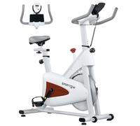 SPORTNOW Vélo d'appartement Vélo Stationnaire Silencieux Moniteur LCD Blanc