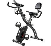 SPORTNOW Vélo d'Exercice Pliable 3-en-1 avec Bandes de Résistance, Application Bluetooth, Résistance Magnétique à 8 Niveaux, Écran LCD